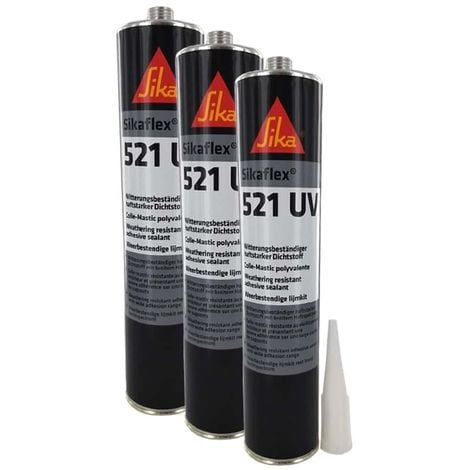 Colle mastic hybride SIKA Sikaflex 521 UV - Noir - 300ml - Lot de 3