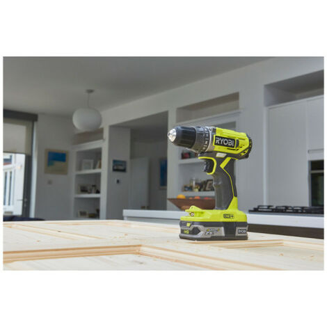 RYOBI R18DD2-220S Pack Perceuse-Visseuse 18V ONE+ – 2 Batteries 2.0Ah, Chargeur Rapide + Coffret 31 Accessoires Antichoc