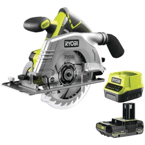 Pack RYOBI Scie circulaire R18CS-0 - 18V One+ - 1 Batterie 2.0Ah - 1 Chargeur rapide