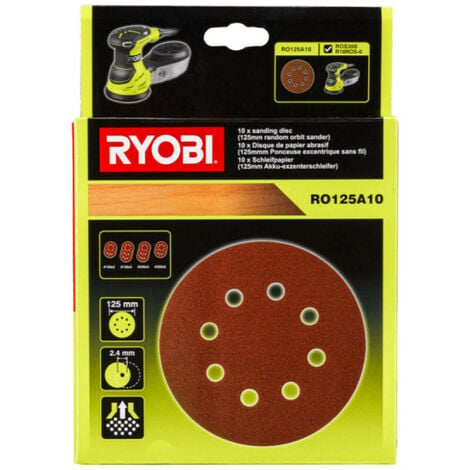 RYOBI - Ponceuse excentrique 18 Volts ONE - 125 mm - 3 abrasifs - RROS18-0