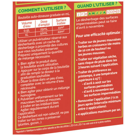 Pack entretien - Désherbant concentré FERTILIGÈNE - 250ml - Anti-mousses ROUNDUP - 250ml