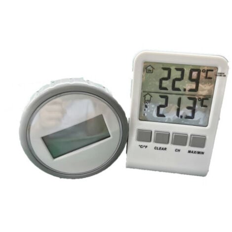 Thermomètre fenêtre digital avec ventouse solaire