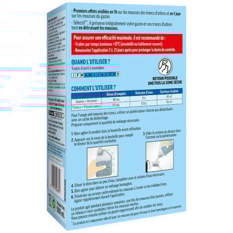 Pack désherbage - Désherbant concentré FERTILIGÈNE - 800ml - Anti-mousses ROUNDUP - Gazon et troncs d'arbres - 500ml