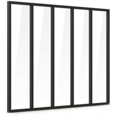 Verrière d'intérieur en aluminium VERREA - 5 vitrages - Noir sablé - 173 x 123 cm