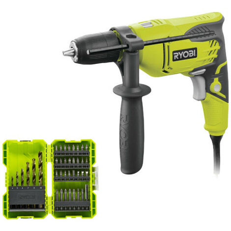 Pack RYOBI - Perceuse à percussion RPD500-GC - 500W - Coffret antichocs empilable RAK38SDD 38 accessoires de perçage-vissage - porte embouts (1/3)