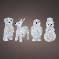 Figurines animaux de Noël pour extérieur – Acrylique résistant aux intempéries – Fonctionnement piles AA – 491031 – Kaemingk