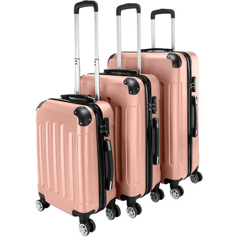 Valise Trolley Portable 3 En 1 En Abs 24 28 Rose Gold Rose Gold