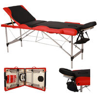 Kit de table de massage Spa en aluminium pliant à trois sections - Noir avec rouge - Noir avec rouge