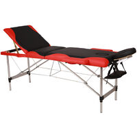 Kit de table de massage Spa en aluminium pliant à trois sections - Noir avec rouge - Noir avec rouge