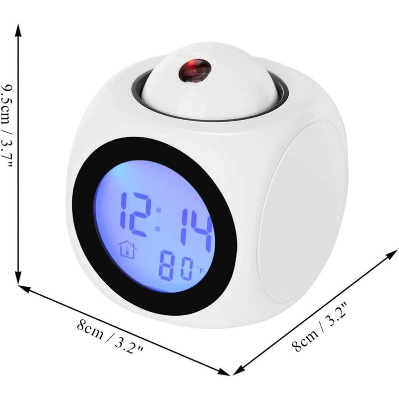 Anziani Uomo di Ufficio Display LCD Sveglia Controllo Vocale Proiezione a Soffitto con Calendario Della Data della Temperatura Funzione Snooze Orologio a Proiezione Digitale Adatto a Studenti 