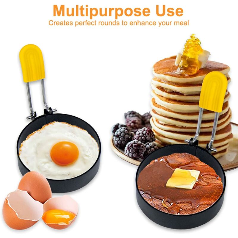 4 anelli rotondi in acciaio inox per uova fritte in acciaio inox per cottura rotonda frittelle per uova fritte panini o uova modellanti panini McMuffin 