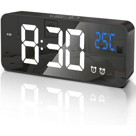 indicatore di temperatura igrometro e snooze sveglia con proiezione orologio radiocontrollato con porta USB/display LCD radiosveglia con proiezione di 180° Punvot Sveglia digitale con proiezione 