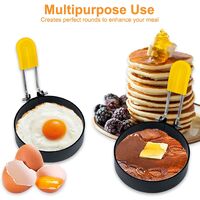 Anelli per Uova set di anelli per uova antiaderenti 4 anelli per uova in acciaio inossidabile con manici pieghevoli e spazzola in silicone per uova fritte pancake Egg Rings Anello Uovo 