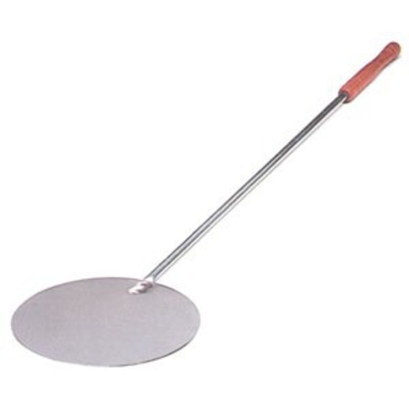 com-four® Pala pizza in acciaio inox - pala per pizza e torta con manico in legno - spingipizza per pizza, tarte flambée, panini e pane (argento/marrone - angolare