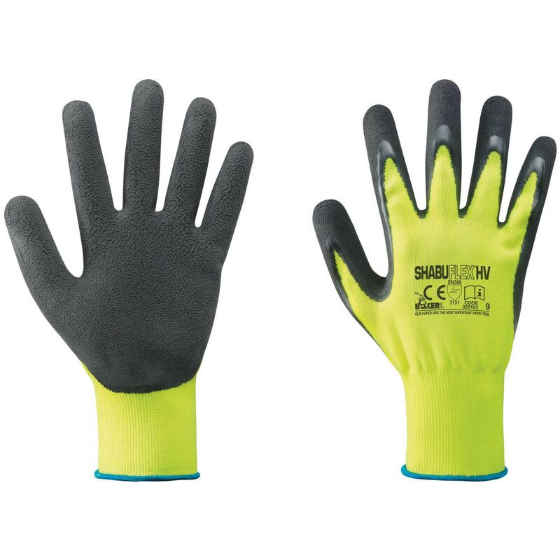 12PAIA GUANTI NYLON/LATTICE GIALLO FLUO/NERO TG.10