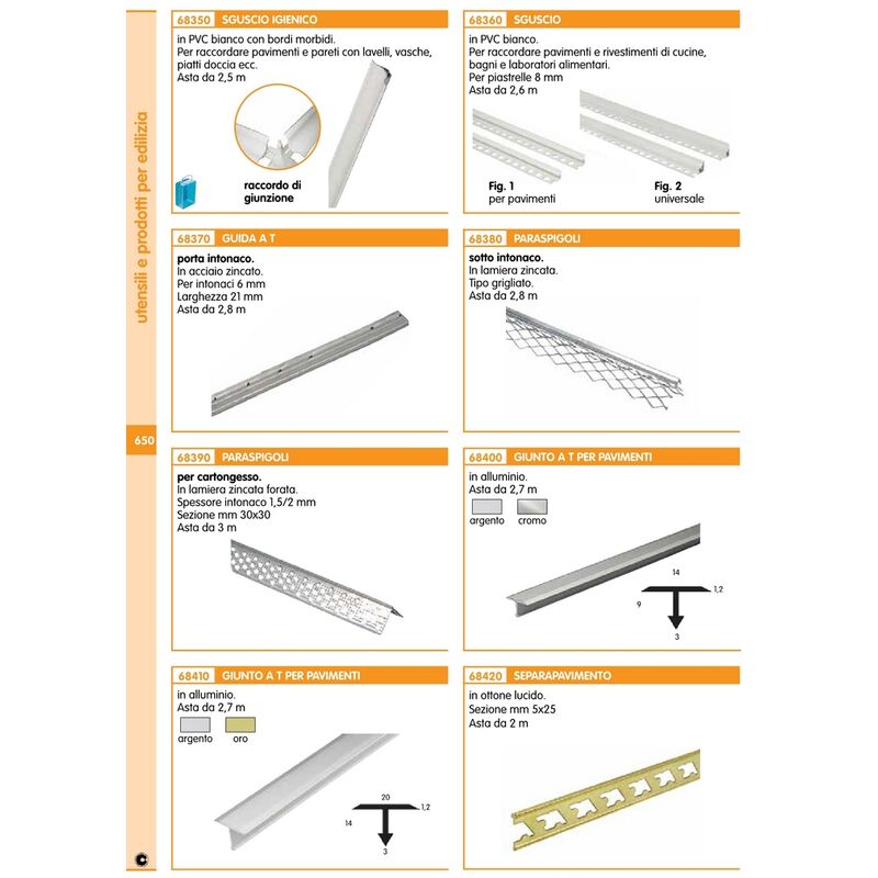 10PZ SGUSCIO PVC ORIZZONTALE BIANCO MM.8 X CM.260