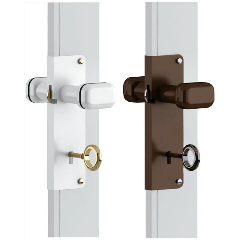 Serratura A Gancio Con Pomolo Bianco - Per Porte A Soffietto, Completa Di Chiave E Viti - Foto 11