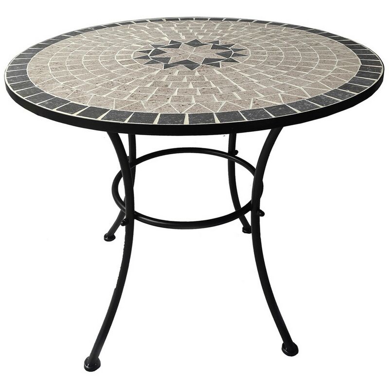 Tavolo da giardino in mosaico con 4 sedie in ferro battuto, tavolo da  giardino in mosaico, tavolo da bistrot in mosaico, arredamento marocchino.  -  Italia