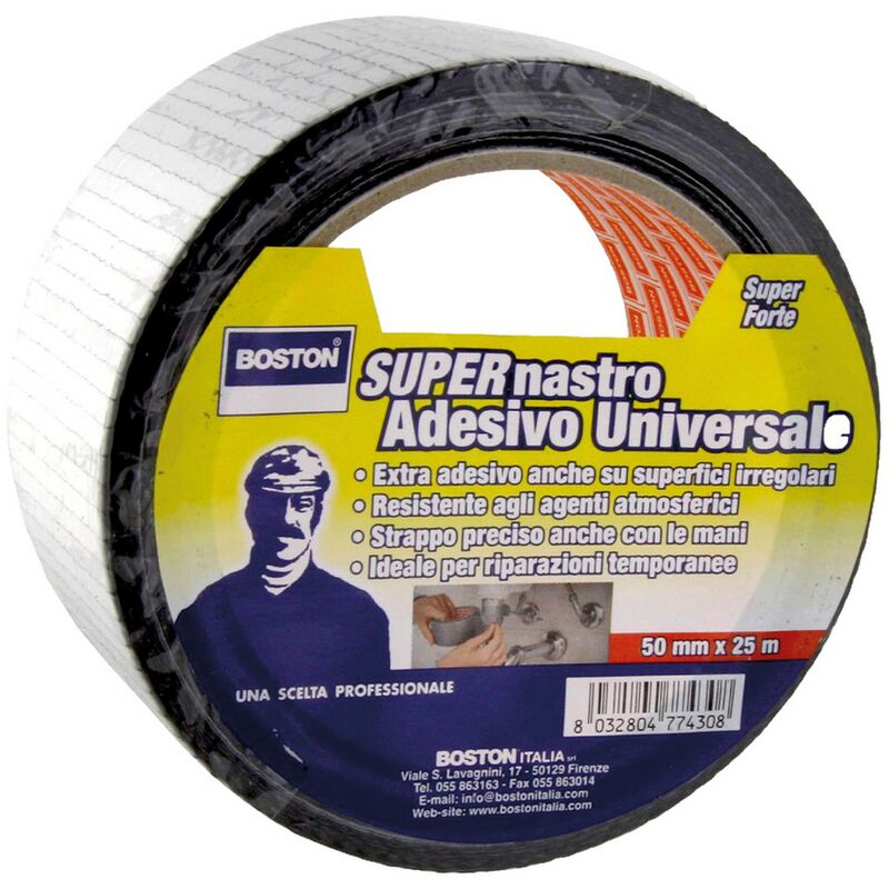 Nastro americano telato rinforzato resistente 50 mm x 25 metri colore nero