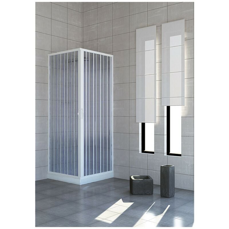 Nicchia doccia 80 cm con porta battente in vetro temperato trasparente e  profilo nero - Nilo