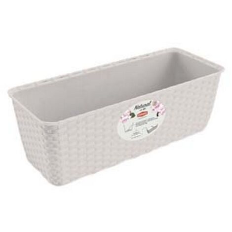 Vaso Balconetta Con Riserva D'acqua - Bianco, L 50 X P 18 X H 17 Cm, Plastica Robusta, Made In Italy - 3
