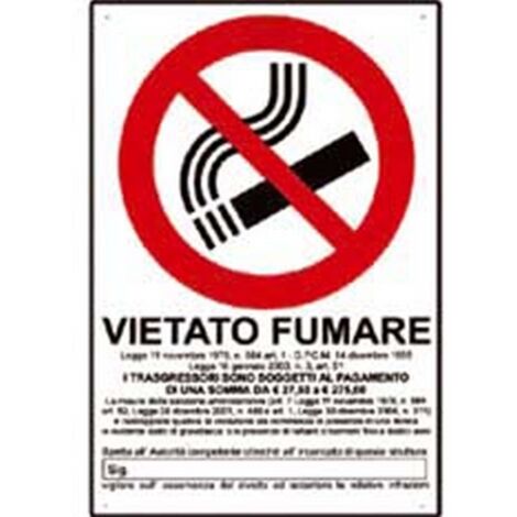 Cartello "Vietato Fumare" EN ISO 7010 Alluminio Spess. 5/10 Mm. 350x125