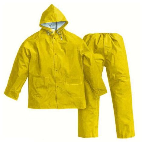 1PZ IMPERMEABILE GIACCA/PANTALONE IN PVC BISPALMATO PLP GIALLO - tg. XL