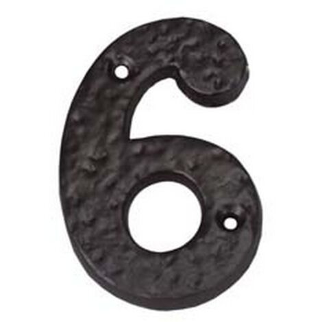 1PZ NUMERO CIVICO "6" IN FERRO NERO OPACO