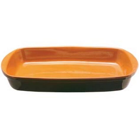 1PZ teglia rettangolare in terracotta brunella - cm.42x25