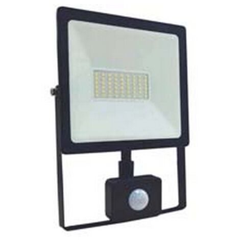1PZ PROIETTORE LED SENSORE CREPUSCOLARE MOVIMENTO IP44 NERO 20W PIR 4000K