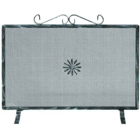 Parascintille rettangolare in ferro battuto verniciato nero – cm 70x50h – Per camino e stufa – Design elegante e funzionale (1/5)