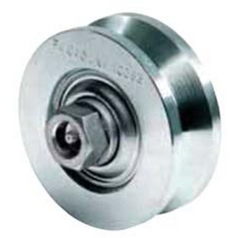 1PZ RUOTA CANCELLI GOLA V CON INGRASSATORE DUE CUSCINETTI ART.323 - mm.120x44