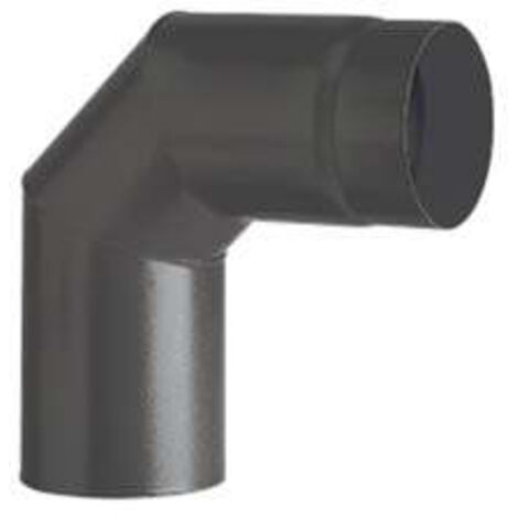 Gomito 90° Porcellanato Per Stufe A Legna Nero Opaco Ala Smalto Top - ø mm.120