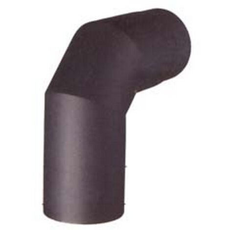 1PZ GOMITO 90 PORCELLANATO PER STUFE A LEGNA NERO OPACO PESANTE MM.1,2 - cm.14