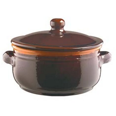1PZ tegame in terracotta brunella con coperchio - cm.20