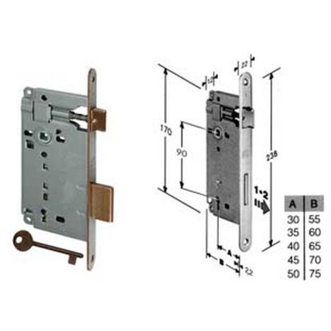1PZ SERRATURA A BUSSOLA DA INFILARE BORDO TONDO BRONZATO - mm.45 bordo acciaio bronzato (591.45.02)