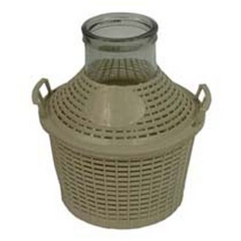 1PZ DAMIGIANA A BOCCA LARGA IN VETRO VESTITA - lt.10 - bocca mm.115
