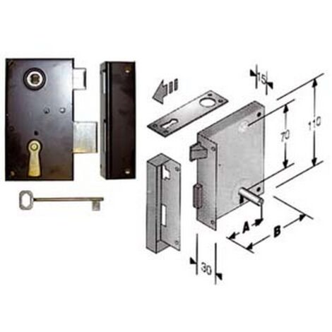 2PZ SERRATURA DA APPLICARE PER CANTINE 185 - entrata mm.45 lunghezza mm.70 SX
