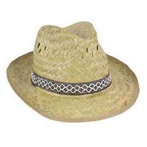Cappello Da Cowboy In Paglia Naturale - Taglia Unica, Con Fascia Con Perline In Legno, Per Estate E Country - 2