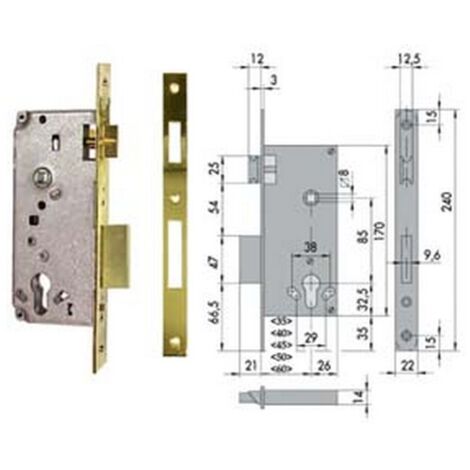 SERRATURA INFILARE YALE BORDO TONDO OTT. VERNICIATO E.35 F.22