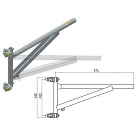 1PZ BRACCIO A PALO PER CARRUCOLA DI SICUREZZA KG.150 - mm.874x452