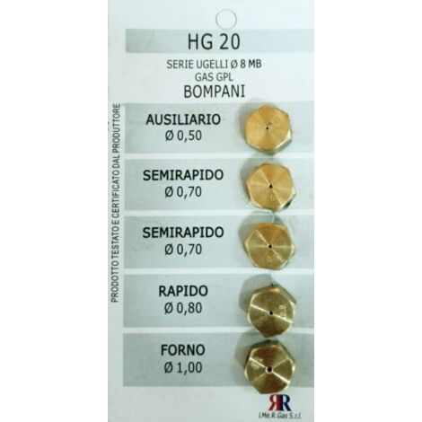 INIETTORI UGELLI KIT RICAMBIO CUCINA PIANO COTTURA GPL 8MB ARISTON ZANUSSI 01555