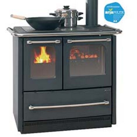 1PZ CUCINA A LEGNA SOVRANA EASY EVO 2.0 7,5 KW NERO ANTRACITE - misure cm.96,4x64,1x84,8h. - peso Kg.140