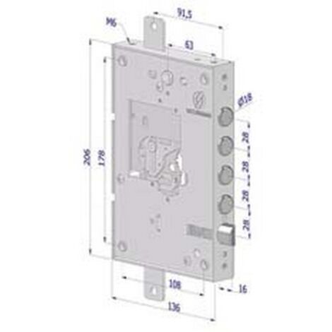 1PZ SERRATURA TRIPLICE APPLICARE PER PORTE BLINDATE NUDA SENZA CUORE INTERNO 28 25 - DX (2501DCR0328)