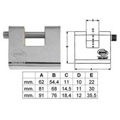 1PZ LUCCHETTO CORAZZATO A UNA BOCCA ACCIAIO PL211 KA - mm.90 (PL2119000)