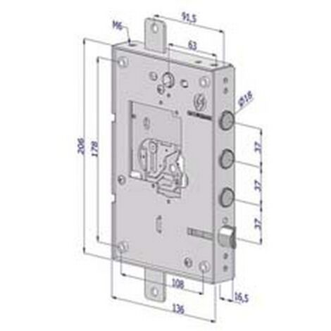 1PZ SERRATURA TRIPLICE APPLICARE PER PORTE BLINDATE NUDA SENZA CUORE INTERNO 37 25 - DX (2501DCR0337)
