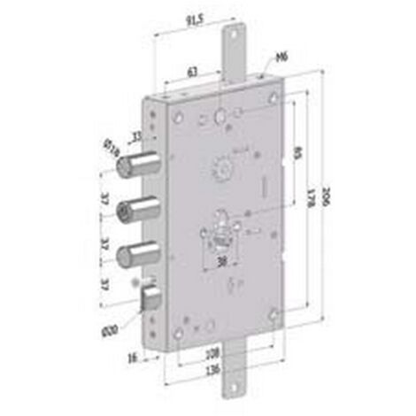 1PZ SERRATURA TRIPLICE PER PORTE BLINDATE CILINDRO EUROPEO REVERS.INTERNO 37 265 - (2651SCR0337CXX)