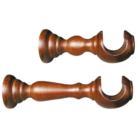 1PAIO MENSOLA PER SCORRITENDA IN LEGNO+PIASTRA Ï mm. 37 col. Noce cm. 18