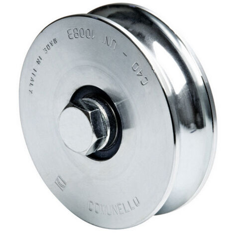 6PZ RUOTA PER CANCELLI CON PERNO GOLA U 1 cuscinetto art. 310 mm.120x22