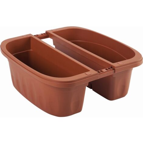 1PZ FIORIERA RETTANGOLARE DOPPIA KLUNIA Col. Terracotta cm. 40x19,8x18,5 h (1/2)
